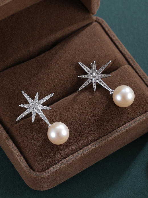 子佩集【星芒之秀】银S925珍珠惜王妃耳钉【X7532】8.5mm珠双色星芒2601 商品图7