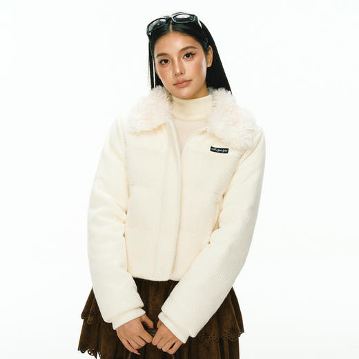 Ariseism美式复古设计感毛领针织拼接羽绒服女冬季新款面包服外套 商品图2