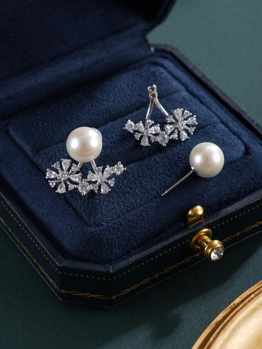 子佩集【白雪翩翩】银S925珍珠惜王妃耳钉【MLEH015】9mm珠雪花2601 商品图7