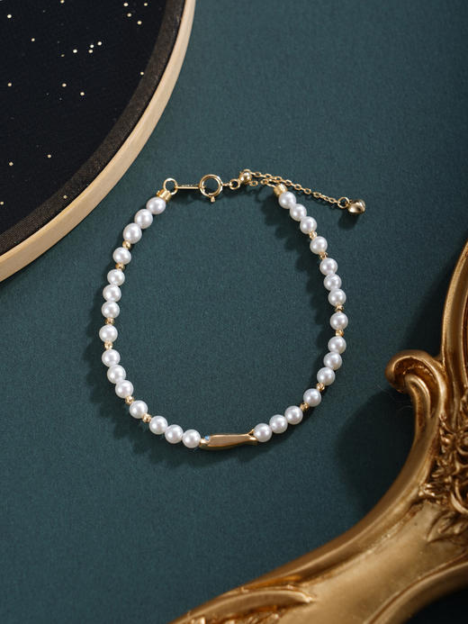 子佩集【与你有缘】银S925珍珠惜王妃手链【MLSL005】3mm珠镀金鱼2601 商品图3