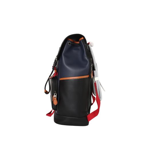 抽绳翻盖-牛皮-书包背包双肩包-大号-男款-黑色 商品图3