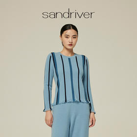 圆领竖撞色羊绒上衣 SJF94W362A