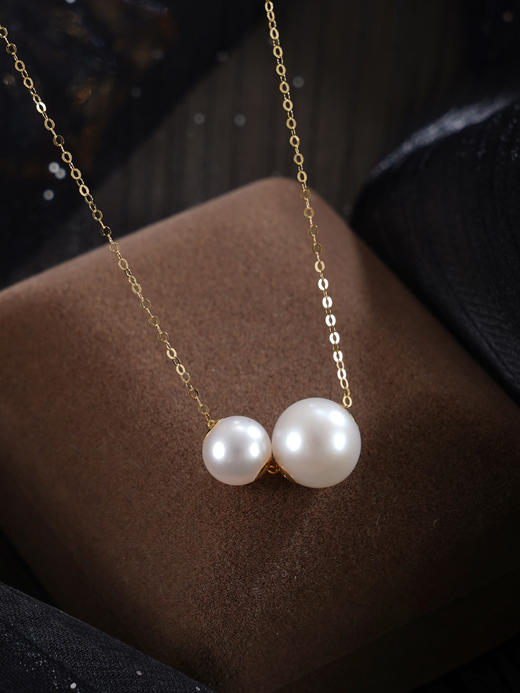 子佩集【邂逅】G18K珍珠惜王妃项链【MLKJXL006】7.5-10mm珠镀金双珠2601 商品图6