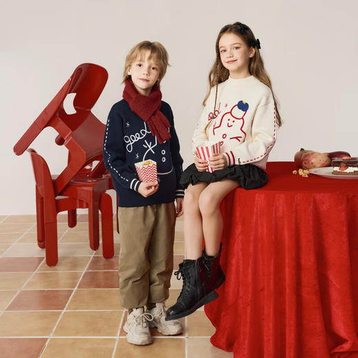 【MQD】男童冬中大童学院风卡通休闲百搭半高领毛衣 商品图3