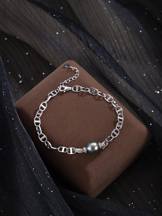 子佩集【墨夜奇迹】银S925珍珠惜王妃手链【MLSL013】9mm珠黑珠日子扣2601 商品图9