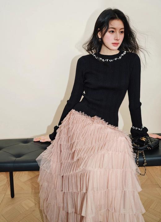 澳洲进口美利奴羊毛混混纺抗起球BC同款重工手工钉珠羊毛衫 商品图6