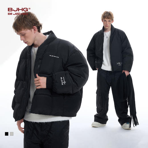 BJHG不计后果短款鹅绒羽绒服男冬季潮牌双面情侣加厚面包服外套女 商品图0