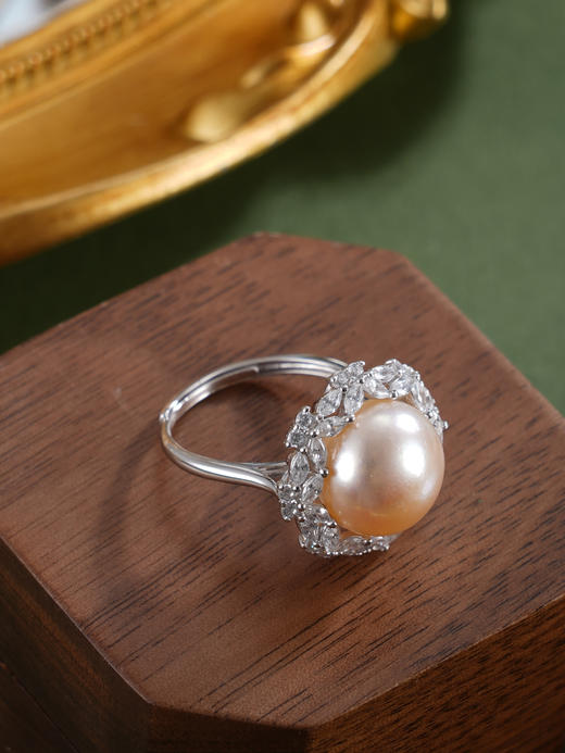 子佩集【蝴蝶花环】银S925珍珠惜王妃戒指【R1968】11.5mm珠双色花绕蝴蝶2601 商品图8