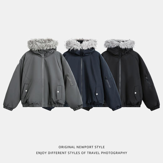 【YW】无忧购“清仓福利”户外男款防泼水保暖连帽棉服可拆卸毛领棉衣派克服MD5163（截单后3-5天发货） 商品图4