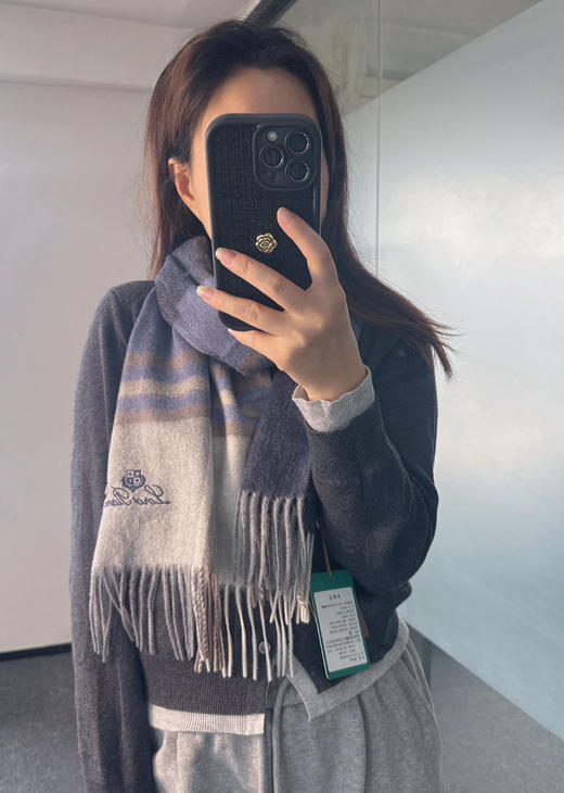 秋冬特惠💰400 诺悠翩雅围巾 秋冬新品【山羊绒水波纹格纹围巾】 商品图1