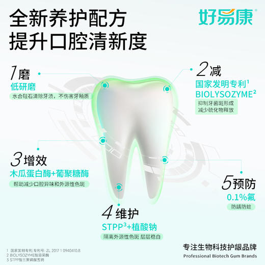 好易康丨溶菌酶牙膏100g/支 组合装（9号改善牙龈问题/稳白清新口气） 商品图7