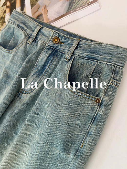 专柜实拍【高棉/舒适百搭】拉夏贝尔/La Chapelle水洗渐变直筒牛仔裤高腰显瘦舒适百搭长裤 商品图6