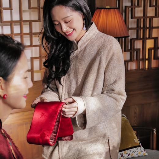 软云拱花 中式立领琵琶襟提花 驼绒棉袄 山林曦照 商品图3