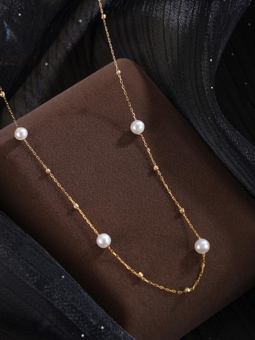 子佩集【星河沉醉】G18K珍珠惜王妃项链【MLKJXL010】4.5mm珠偏白镀金多珠2601 商品图3