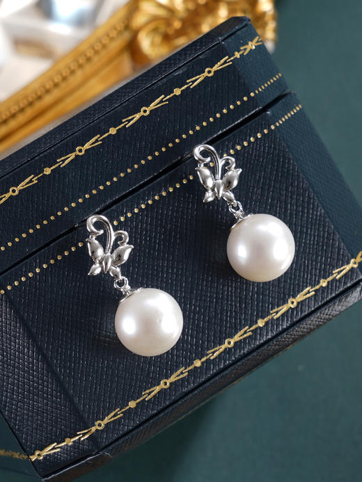 子佩集【蝴蝶知遇】银S925珍珠惜王妃耳钉【E4030】11mm珠双色蝴蝶2601 商品图7
