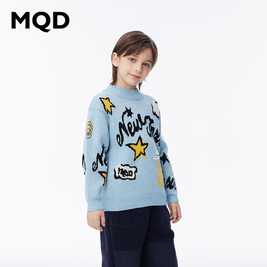 【MQD】男童冬季童趣潮酷提花舒适半高领针织衫 商品图1