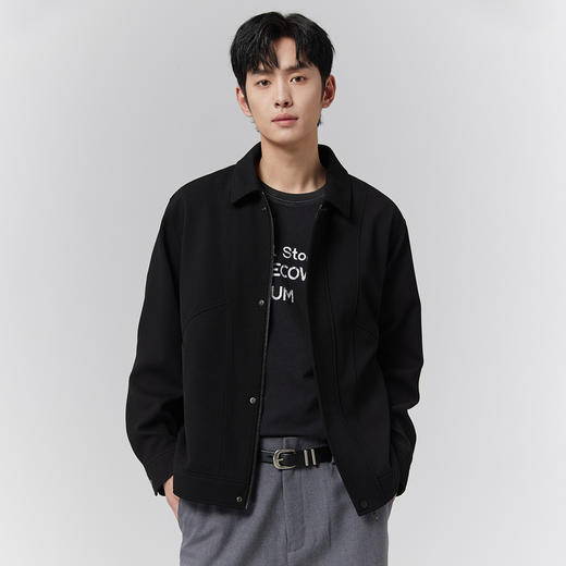 GXG男装【结构线条】25春季时尚创意分割斜纹翻领男式休闲夹克K&C 商品图5