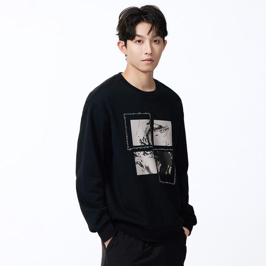 GXG男装【国潮印花】秋季时尚潮流舒适男式圆领长袖套头卫衣K&C 商品图2