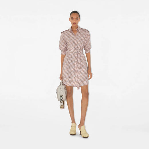 BURBERRY 巴宝莉 女士束腰格纹长袖衬衫裙 格子 8104976 C2143 商品图2