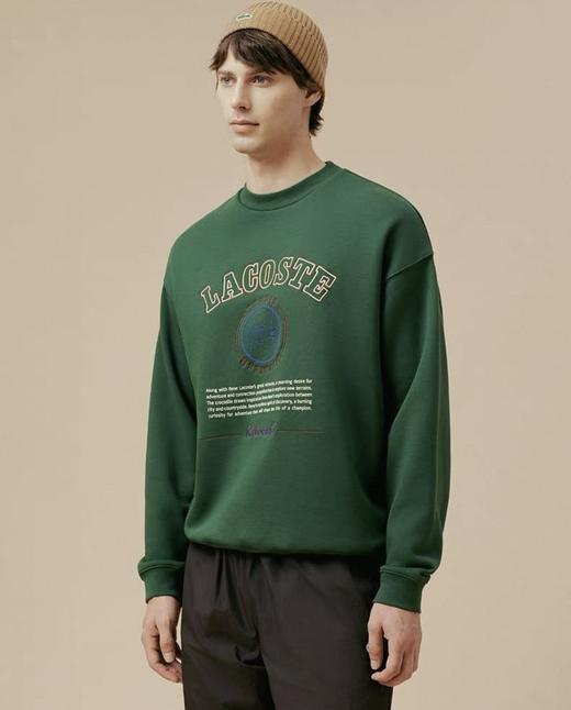 【6.6折】5楼LACOSTE法国鳄鱼男装25秋季新款时尚印花落肩长袖宽松卫衣|SH5888-10-132吊牌价1490惊爆价990 商品图2