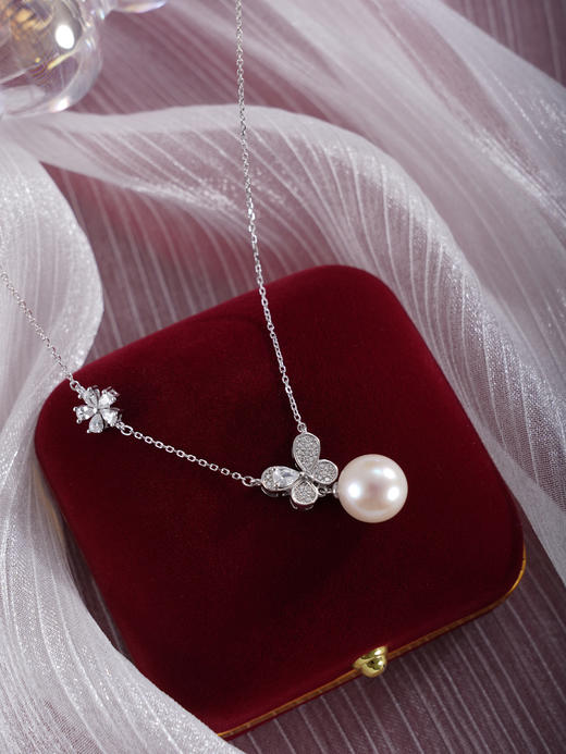 子佩集【花蝶之遇】银S925珍珠惜王妃套链【MLTL025】10mm珠蝴蝶五瓣花2601 商品图4