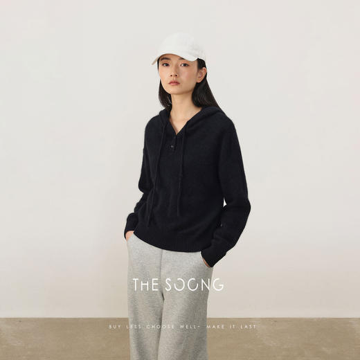 THESOONG新款女装特种绵羊毛保暖轻盈立体绒面连帽毛衣8472 商品图4