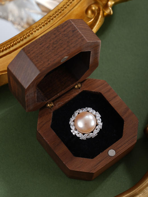 子佩集【蝴蝶花环】银S925珍珠惜王妃戒指【R1968】11.5mm珠双色花绕蝴蝶2601 商品图6