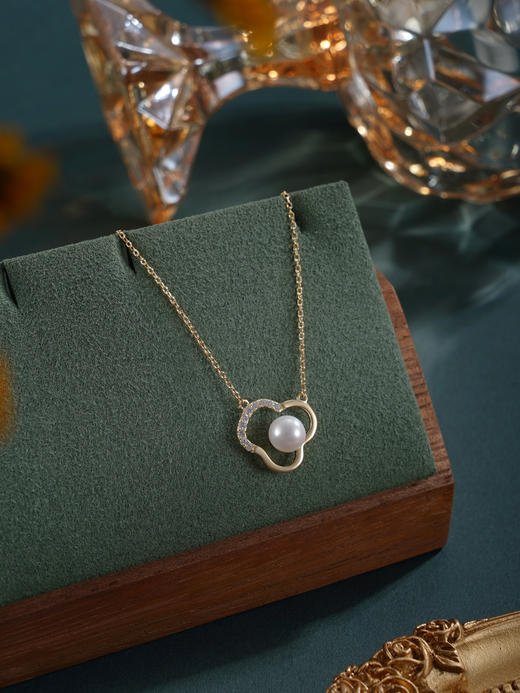 子佩集【小欢喜】银S925珍珠惜王妃套链【MLTL019】6.5mm珠镀金云朵三瓣花2601 商品图2