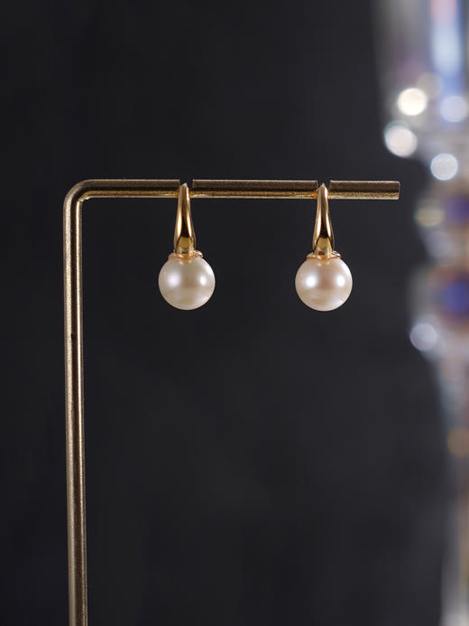 子佩集【时光简梦】银S925珍珠惜王妃耳环【E4357】8.8mm珠双色圆圈扣环2601 商品图4