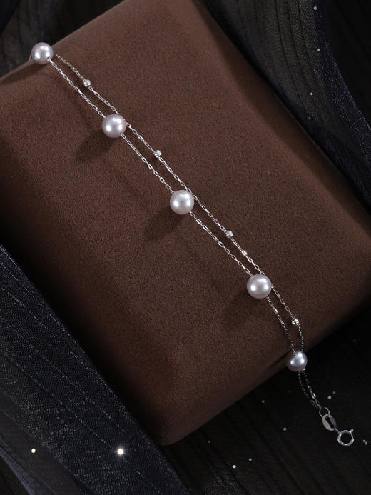 子佩集【星河光芒】G18K珍珠惜王妃手链【MLKJSL002】5mm珠灰珠多珠双层链2601 商品图5