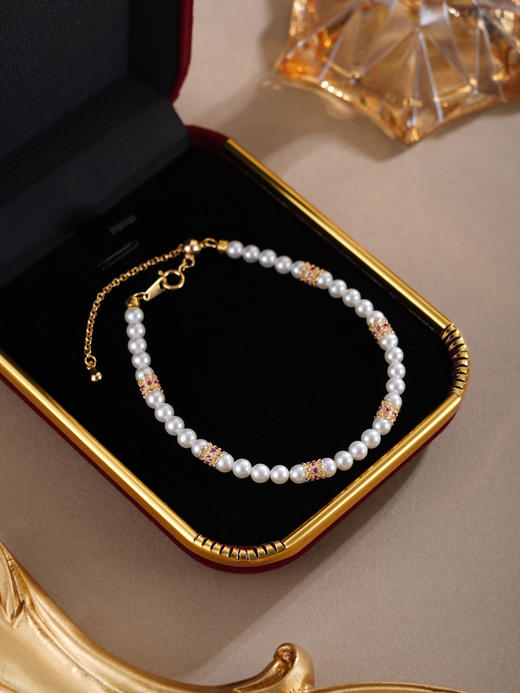 子佩集【冰魄神环】银S925珍珠惜王妃手链【MLSL006】3mm珠镀金多环2601 商品图5