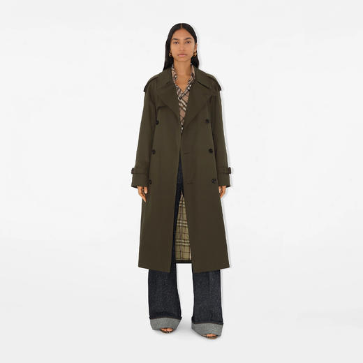 BURBERRY 巴宝莉 女士棉质 Castleford 长款束腰风衣 绿色 8104555 C1764 商品图2