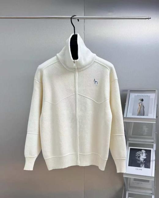 *哈吉嘶2026新品春秋拼色立领半拉链开衫休闲毛衣 商品图2