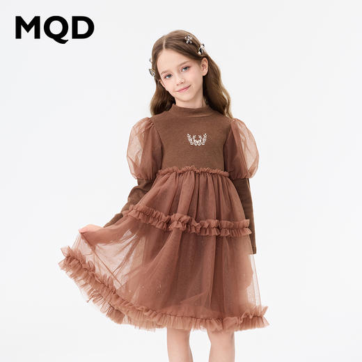 【秒2】【MQD】女童冬季复古蓬松舒适休闲长袖连衣裙 商品图2
