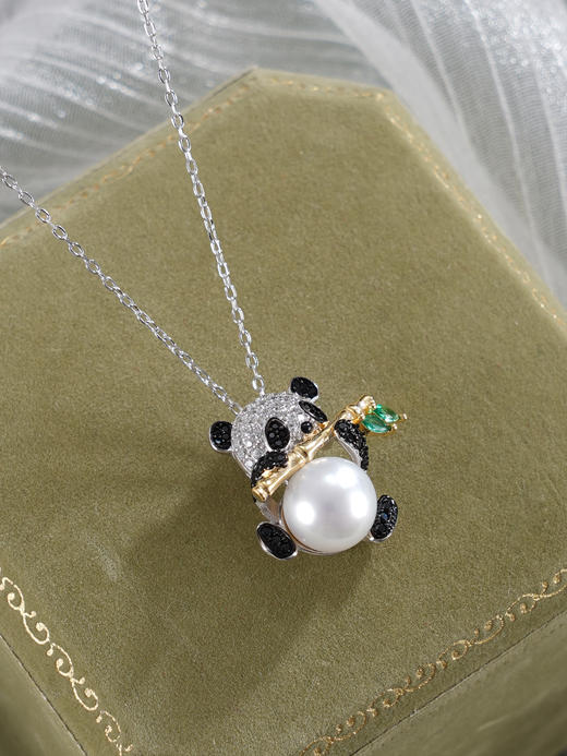 子佩集【翠竹国宝】银S925珍珠惜王妃套链【MLTL024】8mm珠熊猫镀金竹子2601 商品图6