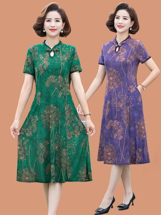 「断码清仓」新款妈妈宽松印花短袖改良旗袍 XL码  ZFYY301 商品图0