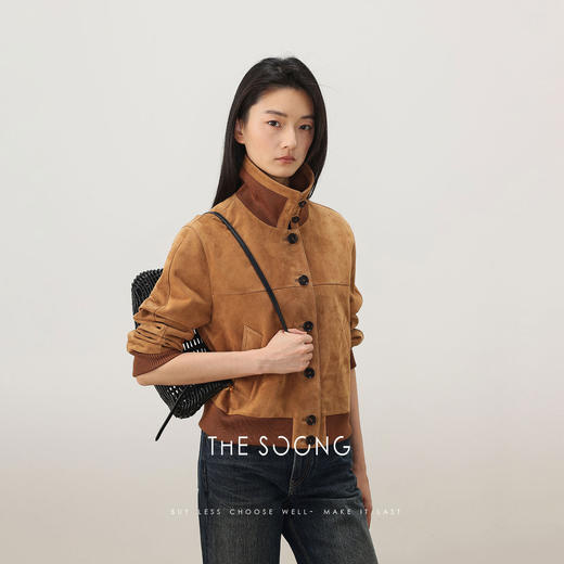 THESOONG埃塞俄比亚进口混种羊反绒复古立体塑型绒感皮衣外套8572 商品图3