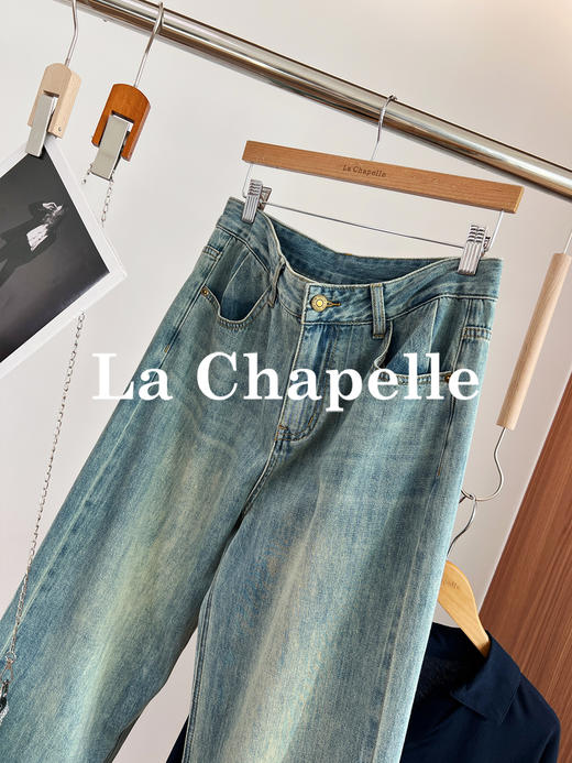 专柜实拍【高棉/舒适百搭】拉夏贝尔/La Chapelle水洗渐变直筒牛仔裤高腰显瘦舒适百搭长裤 商品图5