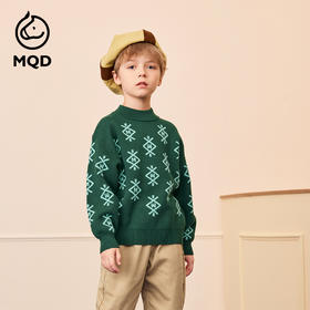 【秒2】【MQD】男童冬季复古印花舒适半高领针织衫毛衣