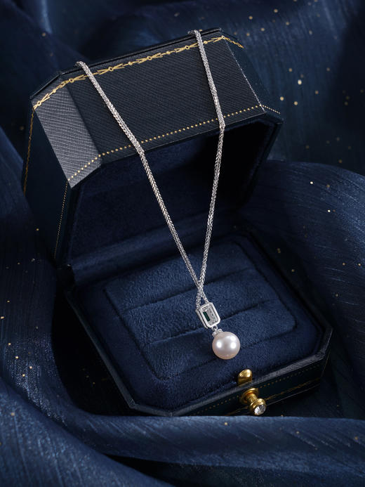 子佩集【月华倩影】银S925珍珠惜王妃套链【TM0827-XF】8.5mm珠绿方块2601 商品图3