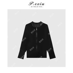 04-2潘依绣丁丁宠粉高级感丝绒拉链收口袖外套Q34042