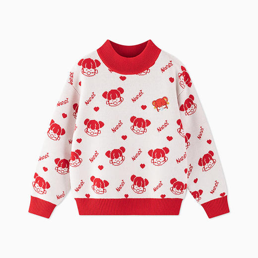 【秒2】【MQD】女童冬季新年童趣图案柔软舒适半高领针织衫 商品图4