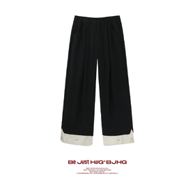 BJHG不计后果设计感拼接休闲西裤男款秋冬休闲宽松直筒阔腿西装裤