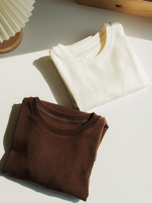 万能打底 美丽诺羊毛混纺圆领长袖T恤FCG1TEE061 商品图9