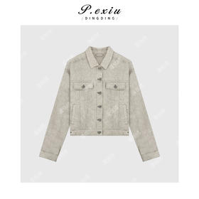 04-2潘依绣丁丁宠粉复古夹克翻领水洗短牛仔外套Q13424