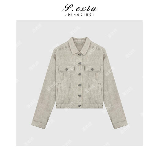 04-2潘依绣丁丁宠粉复古夹克翻领水洗短牛仔外套Q13424 商品图0