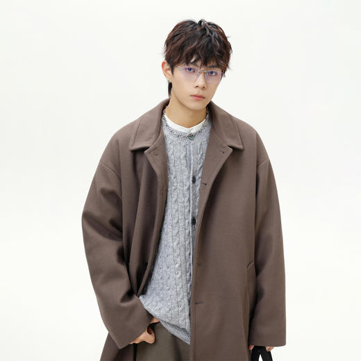 【YW】无忧购“清仓福利”秋冬款休闲中长款质感毛呢大衣男加厚防风翻领外套L6019（截单后3-5天发货） 商品图3