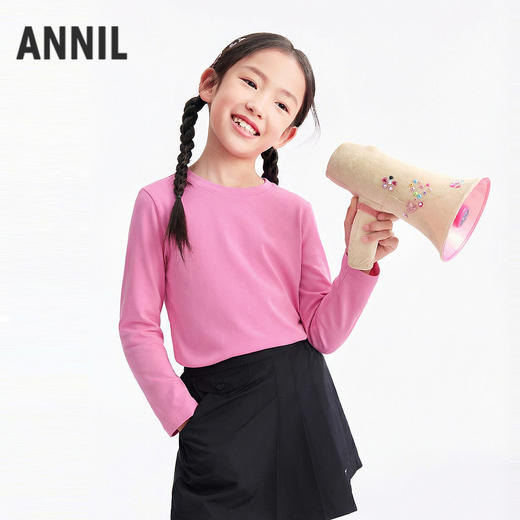 男女童圆领长袖针织衫春季新款安奈儿童装EM611729 商品图1
