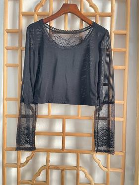 「断码清仓」半截网纱打底衫 L码  ZFYY306