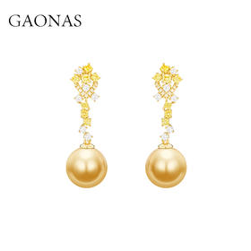 GAONAS  璀璨华丽贵气老钱金色珠耳环11862EGO